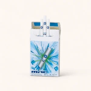 MAC Cool Blast Cigarettes cigarette pack on a warm-white studio background